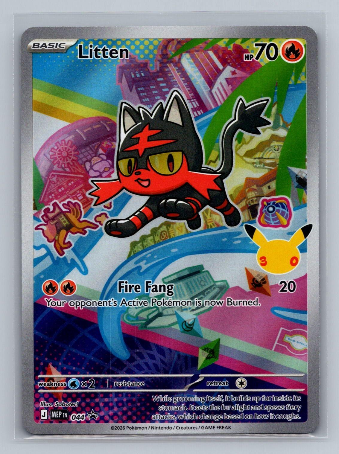 Litten 044 Holo Promo ME: Mega Evolution Promo Pokemon Near Mint