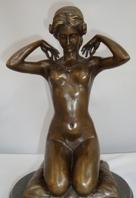 posąg panienka nagi seksowny Styl Art Deco Styl Art Nouveau Stały brąz podpisana