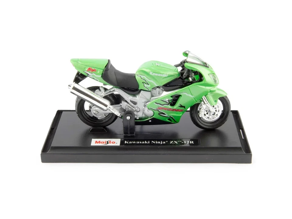 Kawasaki Ninja ZX-12R verde - modellino motocicletta Maisto Scala 1:18 - Immagine 3 di 4