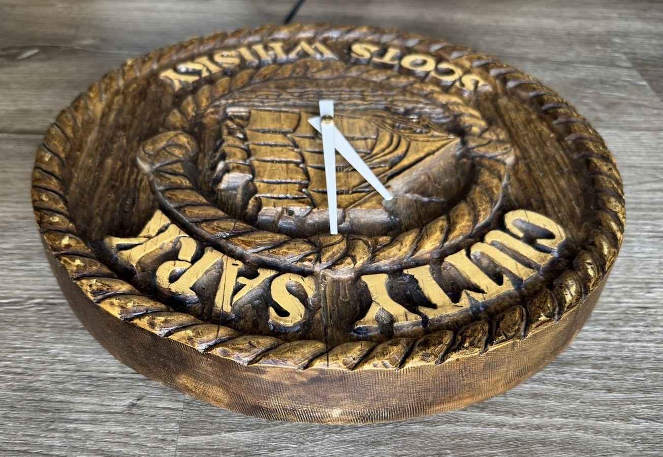 Vintage Cutty Sark Scot Whiskey Faux Wood Clock