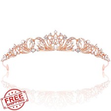 Rose Gold Wedding Tiara Crown Princess Bride Quinceanera Birthday Prom