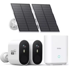 Solar Powered Security Camera Kit-3Mp 166° View Angle with 32GB Storage Home Bas