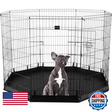 Dog Playpen - Foldable Metal Exercise Puppy Play Pen Eight 24X42In Extra-Tall