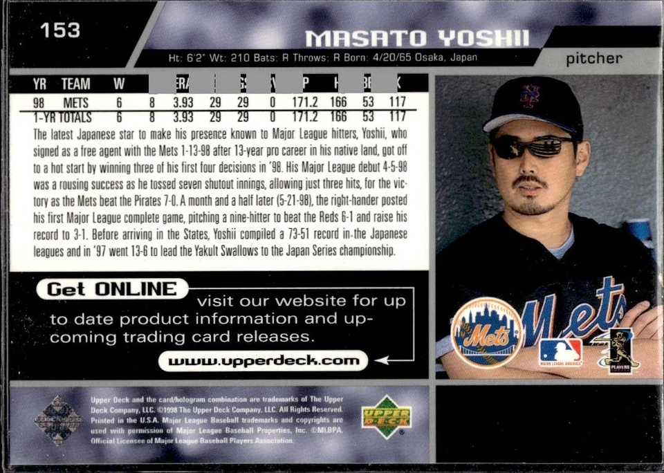 1999 Upper Deck #153 Masato Yoshii - Image 2 of 2