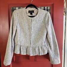 Ann Taylor Women's Classic Gray Tweed Long Sleeve Jacket Blazer Size 10