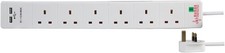 Pro Elec PEL00115 6 Gang Surge Protected Extension Lead with 2 x 2.4 V USB