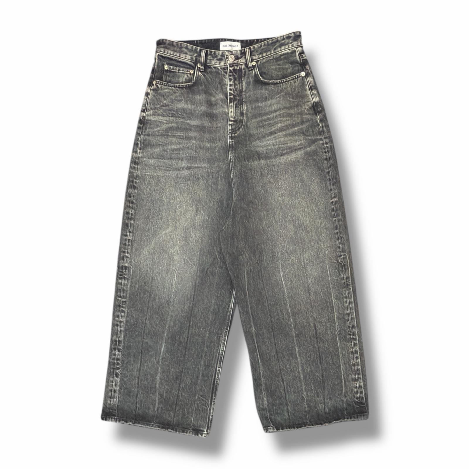 BALENCIAGA 22SS Destroy Baggy Low Crotch Wide Denim Pants jeans 697886 TBP47...