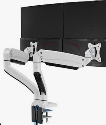 AVLT Dual 35'' Monitor PC Screen Desk Mount Lab Grade USB 3.0 Aux Ports WHITE