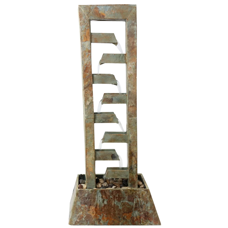 堆叠石板独立瀑布喷泉 - 49 英寸 Sunnydaze 出品 — 第 2/4 张图片