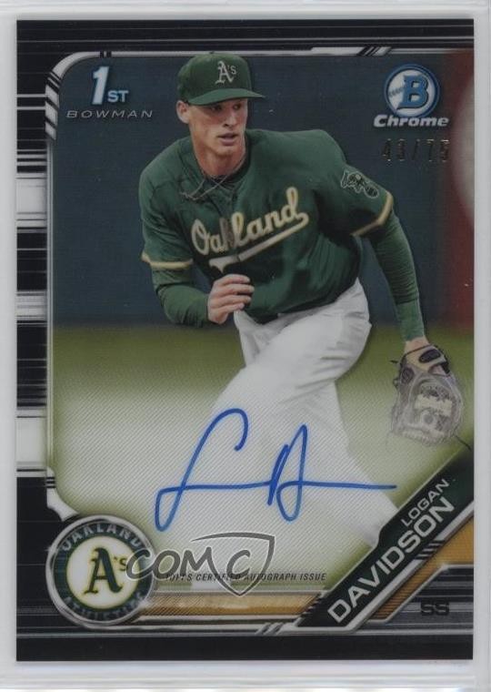 2019 Bowman Draft Chrome Pick Black Refractor 43/75 Logan Davidson Auto 0bz