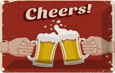Blechschild 20x30 cm Beer Cheers Bier Deko Geschenk Metall Schild