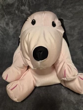 RARE Idea Nuova Nylon Pink Dog 16" Plush Toy Pillow Stuffed Animal Microbeads