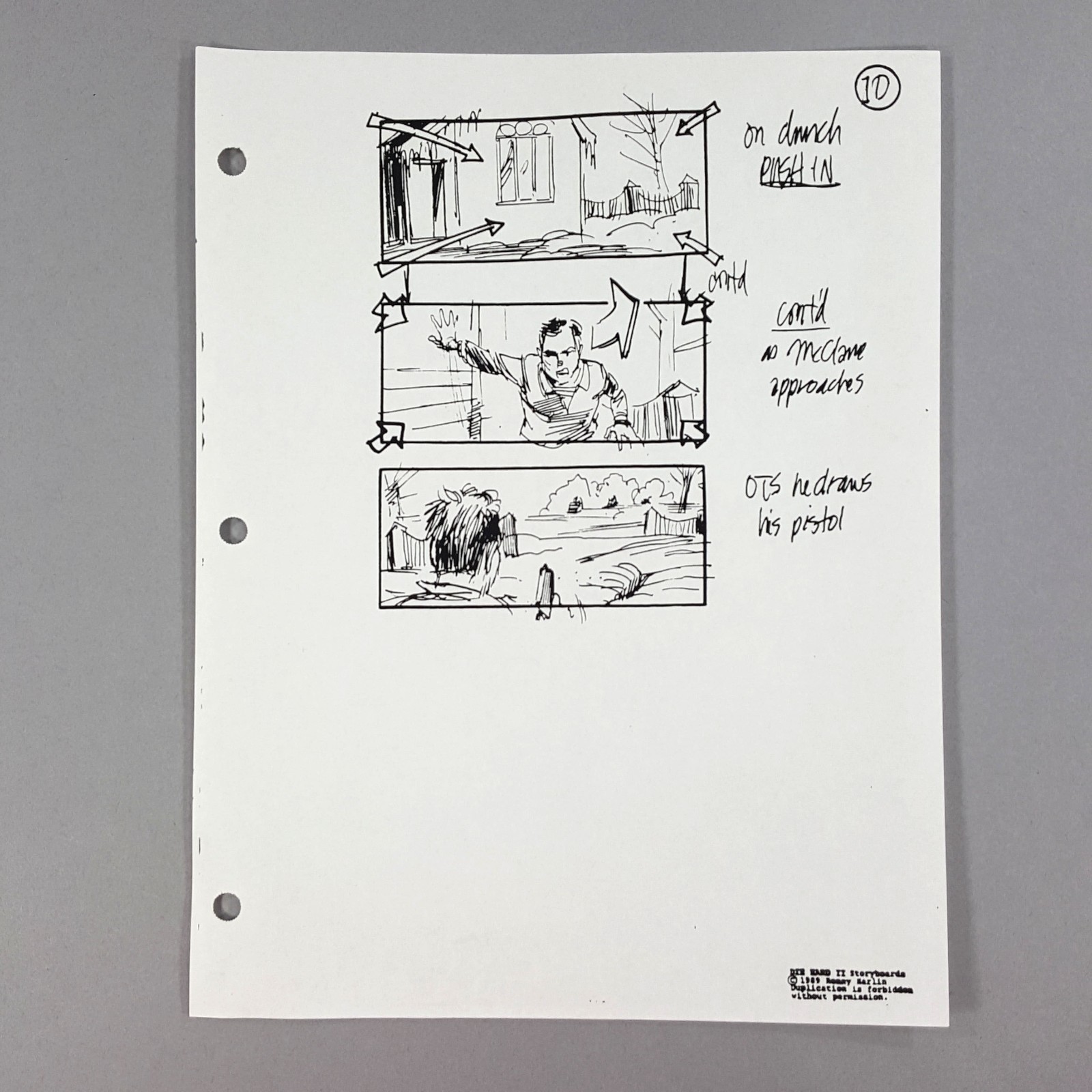 Image 2 of Die Hard 2 - Production Used Storyboard, Bruce Willis Snowmobile Chase, Prop 1D