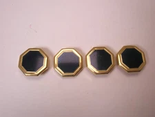 Black & Gold Tone Octagon Vintage AVON Simple Button Covers Buttons h38