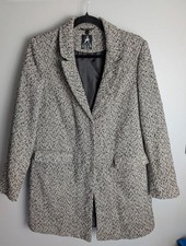Atmosphere Herringbone Coat Blazer UK 14 (42) | Black & White Tweed Faux Wool