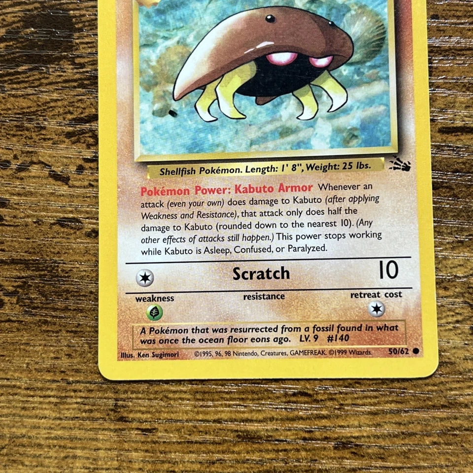 Kabuto Fossil 50/62 Common Unlimited Pokemon Card Vintage LP - Image 3 of 4