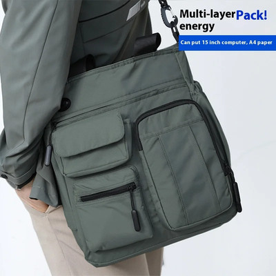 Business Men Shoulder Bag Multilayer Multifunctional Tablet and Document Handbag