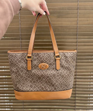 Nina Ricci Medium Leather Animal Print Tote Bag Zip Double Handles Brown/Grey