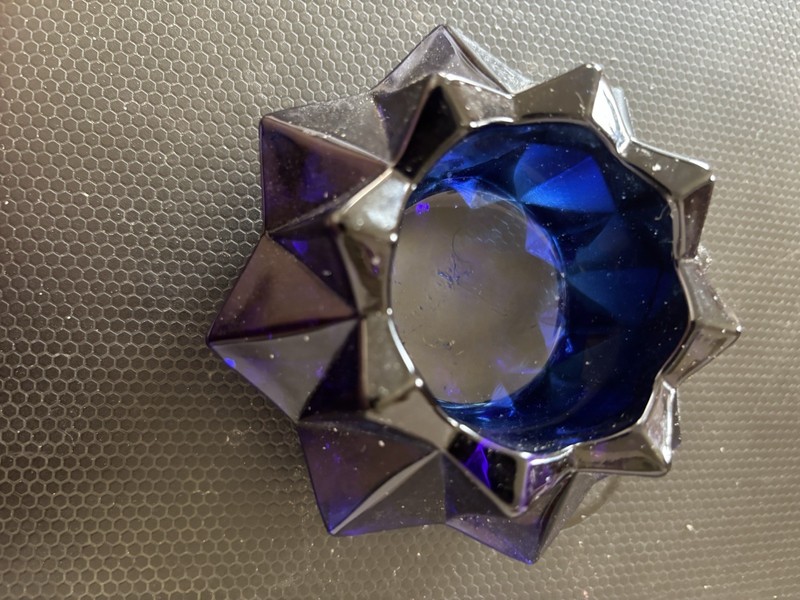 Vtg Indiana Glass Cobalt Blue Starburst Glass Candle Holder
