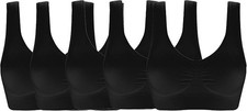 Women's Seamless Wire-Free Bra with Removable Pads 5 Pack Black Size Small