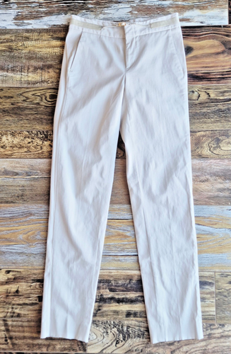 Vintage Gucci Made in Italy Built-In Leather Belt Pants Slim Leg Beige Womens 40