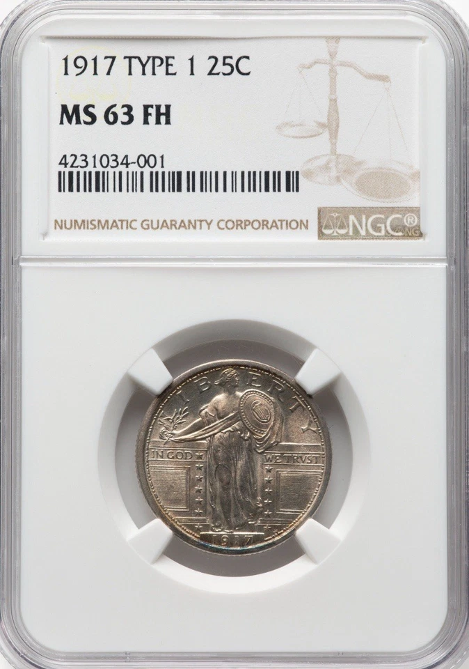 1917 Standing Liberty Quarter Type 1 - NGC MS63 FH Full Head - Beautiful Coin - Image 2 of 3