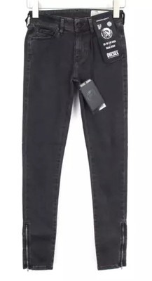 DIESEL Slandy-Zip 0680I Damenjeans W25/L34 Super Skinny Schwarz Stretch Denim