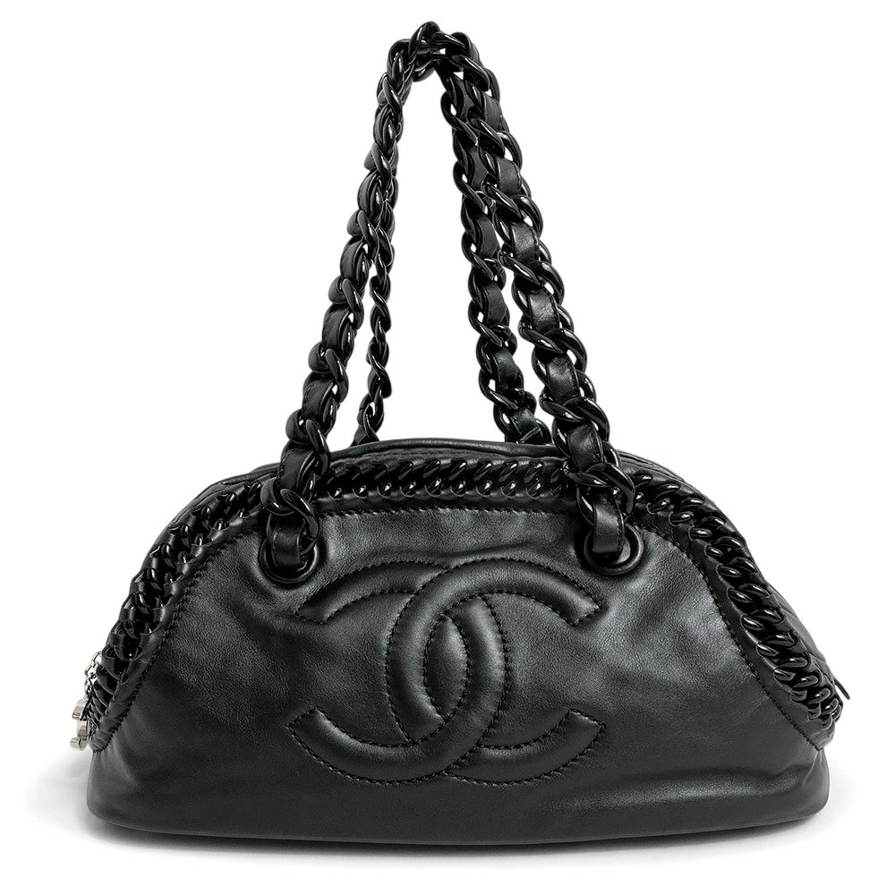 CHANEL Black Plastic Shoulder Tote Bag Luxury Line A37656 #581
