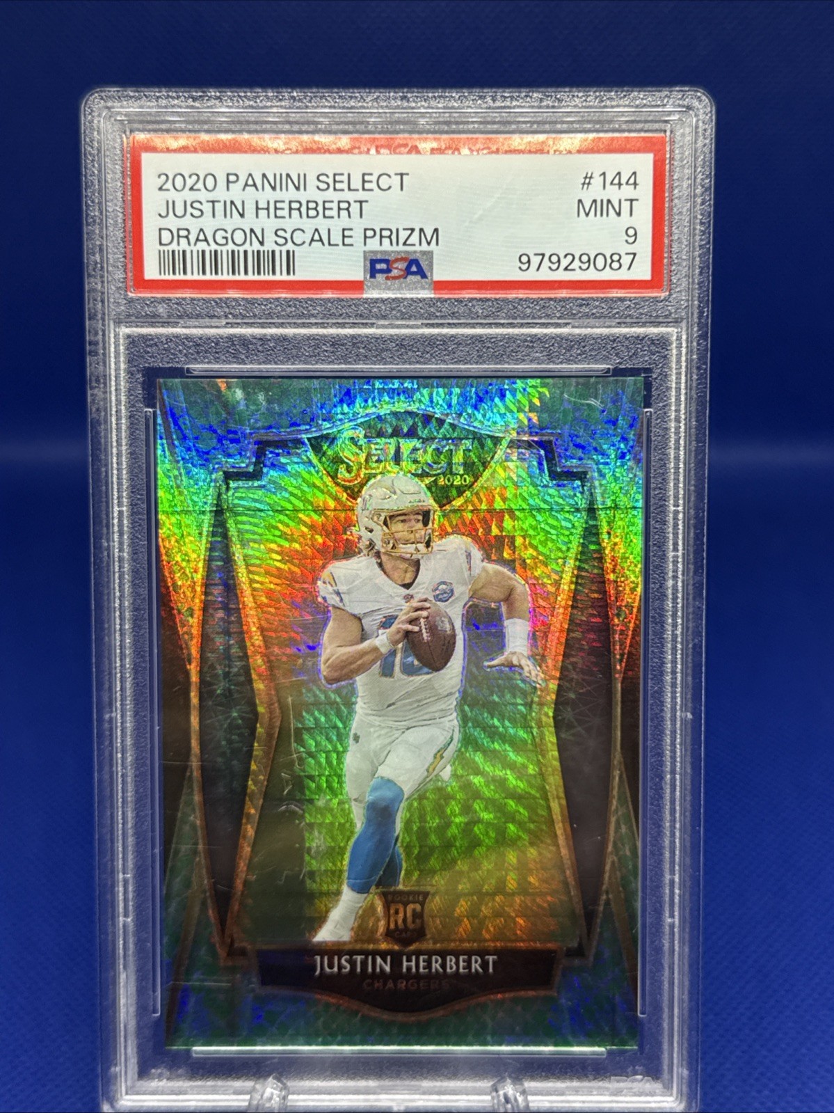 2020 Select Justin Herbert Dragon Scale Premier Level  /67 PSA 9