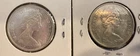 TWO Canadian 50 Cents (1966 & 1965) .800 Silver Coins Total Silver ASW of .6 OZT