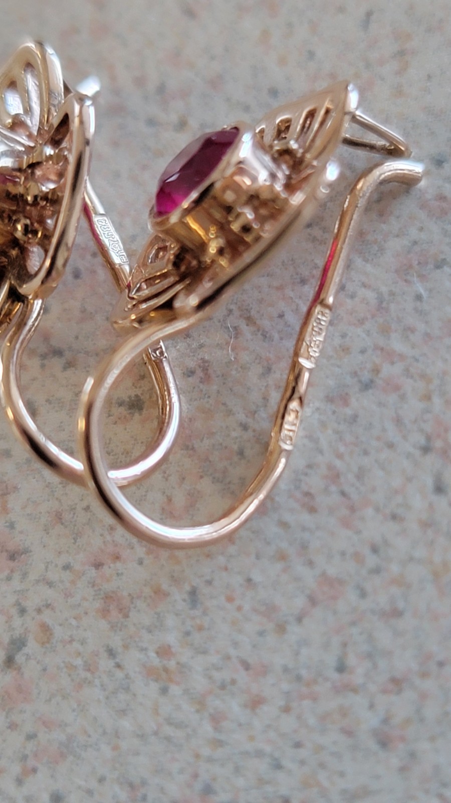 Russian Soviet Solid Rose Gold 14K 583 Shamrock E… - image 10