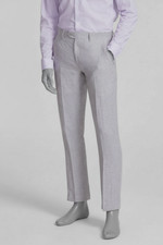 Bar III Men's Gray Linen Solid Slim-Fit Flat-Front Suit Pants Size 30W 30L