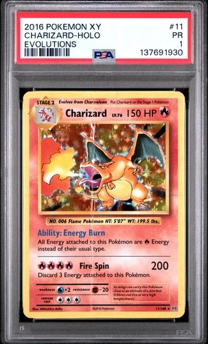 2016 POKEMON XY EVOLUTIONS #11 CHARIZARD-HOLO PSA 1