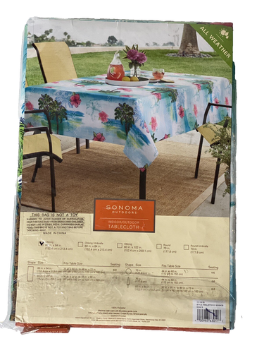 SONOMA Tropical Floral All Weather Oblong Tablecloth 60x84 Polyester - Picture 2 of 7
