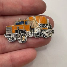 Vintage Pacific Trucks Heavy Duty Orange Truck Enamel Lapel Pin 1980s Style