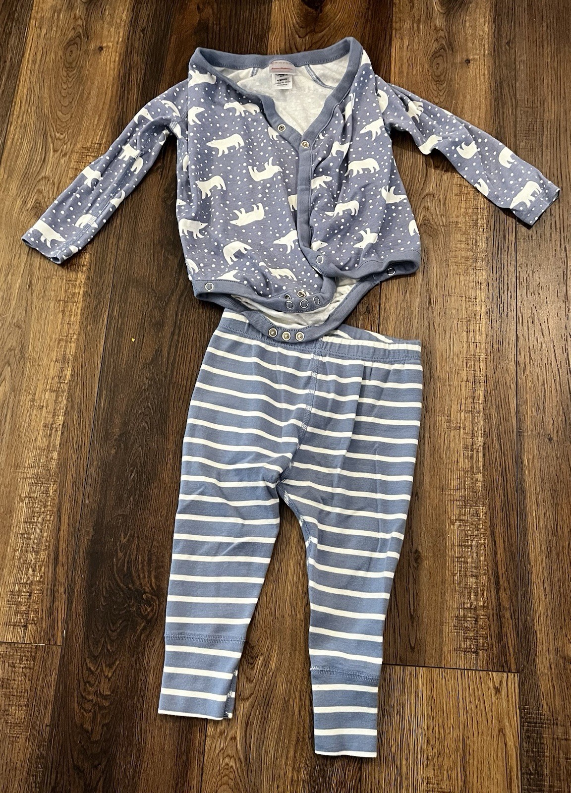 Hanna Andersson 2-Piece Polar Bear Print Bodysuit /Pants Set Unisex Size 18-24M