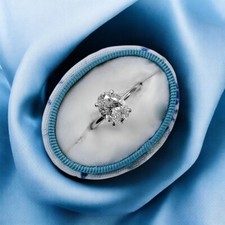 Women Diamond Ring Oval 1.60 Carat 14k White Gold Lab Grown IGI E F VVS2 Size 7