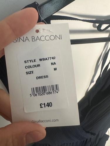 Gina Bacconi Damen Kleid Navy UK Kurzarm Schleife Krepp Maxikleid Größe M - Bild 5 von 5