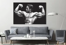 Arnold Schwarzenegger Flexing Gym Canvas Decor Motivation Art Muscle Fitness