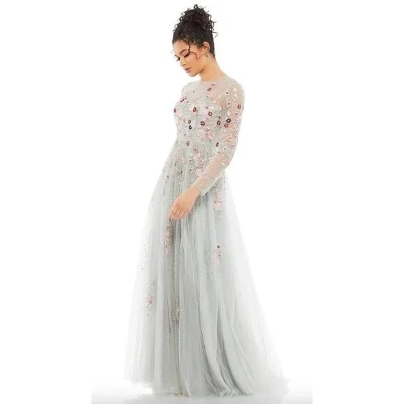 MAC DUGGAL 11241 Floral Embroidered Illusion Neck Evening