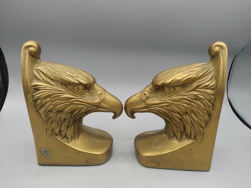 Vintage Genuine Solid Brass Eagle Head Bookends Handcrafted In Korea -Heavy Pair - 第 2/8 張圖片