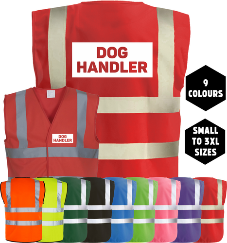 DOG HANDLER Canine Training Hi-Vis High-Vis Visibility Safety Vest/Waistcoat - Picture 17 of 18