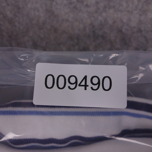 VTG Polo Ralph Lauren Polo Shirt XL White Blue Striped Mens Short Sleeve - Picture 8 of 8