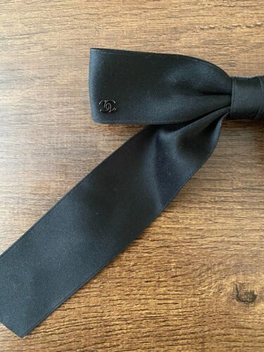 Vintage Chanel Barrette Black Satin Hair Ribbon - Picture 2 of 4