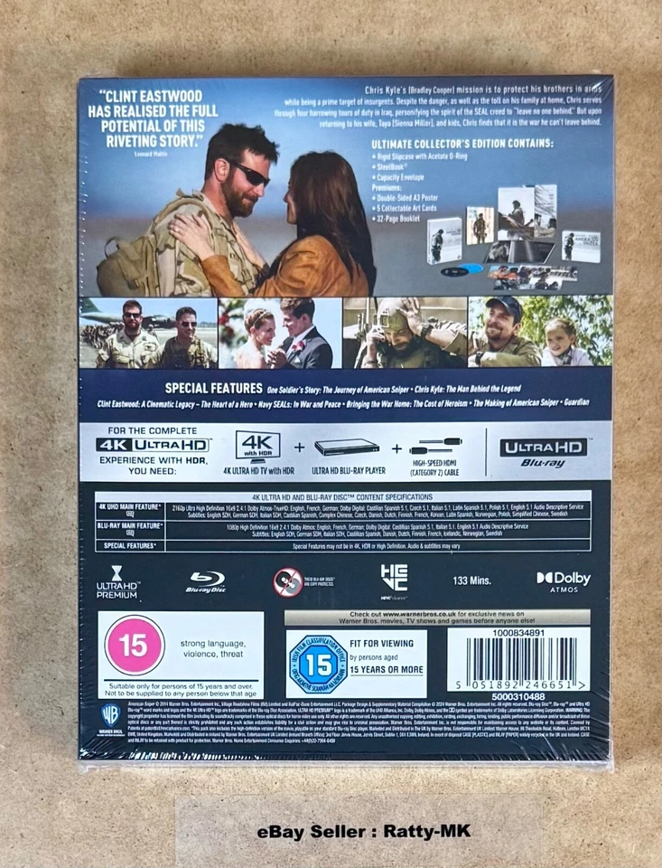 AMERICAN SNIPER - UK COLLECTOR'S EDITION 4K UHD + BLU RAY STEELBOOK - NEW - Image 2 of 4