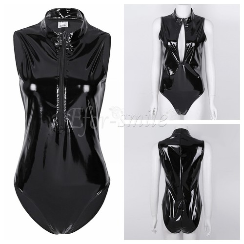 Womens Long Sleeve Shiny Metallic Spandex Turtleneck Dance Leotard Jumpsuit Club - Picture 47 of 49