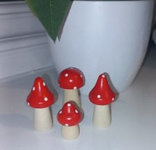 Red Wooden Toadstools Mushrooms Woodland Christmas Fairy Nursey Decor Autumnal
