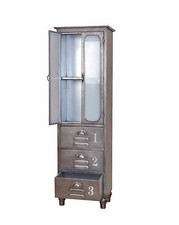 Vitrine aus Metall 3 Schubkästen Metallschrank Schrank Steampunk Industrie neu