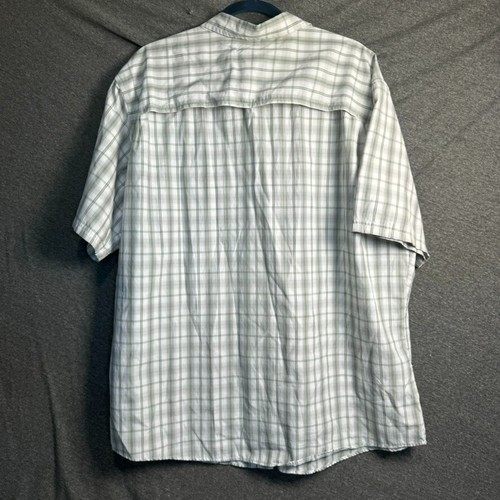 Eddie Bauer Travex Mens Shirt Size XL White Green Plaid Short Sleeve Classic Fit - Picture 2 of 11