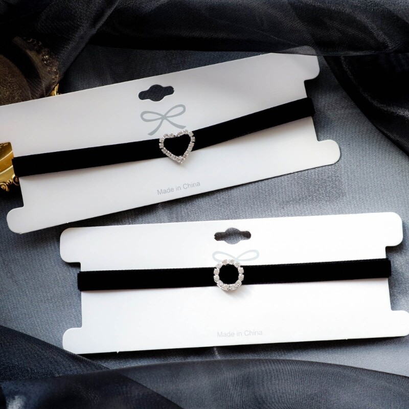 Vintage Rhinestones Love Round Choker Punk Clavicle Chain Gift for Women Girls